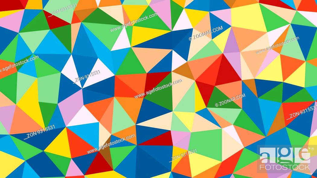 Stock Photo: Abstract raibow colorful vector lowploly of many triangles background for use in design.