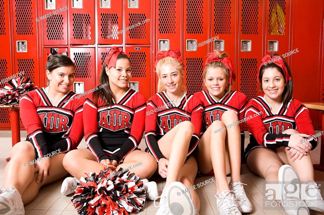 Cheerleaders in locker room.