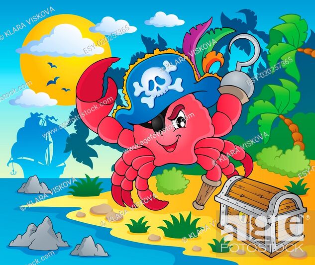 Stock Photo: Pirate crab theme image 2.
