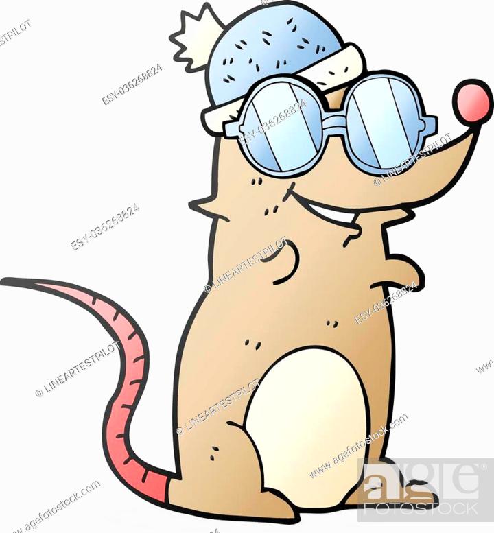freehand drawn cartoon mouse wearing glasses and hat, Stock Vector, Vector  And Low Budget Royalty Free Image. Pic. ESY-036268824 | agefotostock