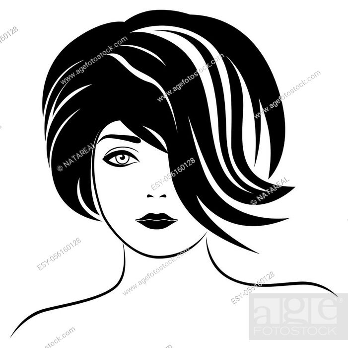 Beautiful lady with stylish haircuts covering one eye, hand drawing vector  for cosmetic products..., Stock Vector, Vector And Low Budget Royalty Free  Image. Pic. ESY-056160128 | agefotostock
