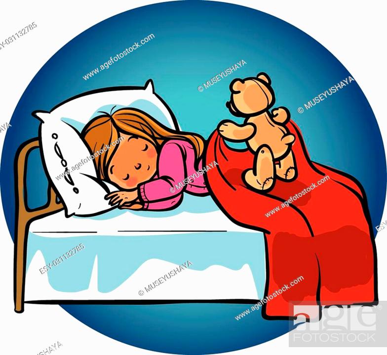 Funny vector cartoon sleeping baby with teddy bear, Stock Vector, Vector  And Low Budget Royalty Free Image. Pic. ESY-031132785 | agefotostock