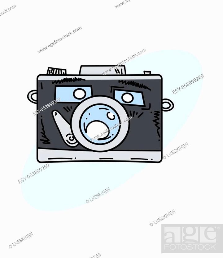 Camera character funny, hand drawn cartoon image. Freehand artistic  illustration, Stock Vector, Vector And Low Budget Royalty Free Image. Pic.  ESY-053899269 | agefotostock