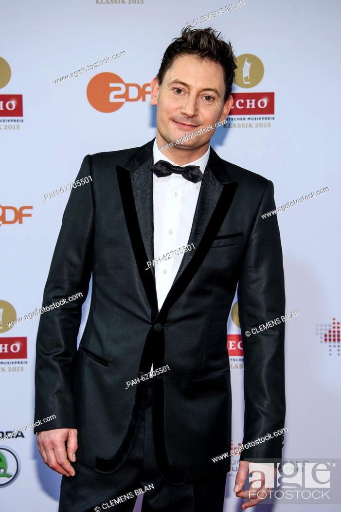 Stock Photo: Winner in the ""instrumentalist of the year (flute)"" category, Maurice Steger of Switzerland, arrives at the Echo Klassik 2015 classical music awards in Berlin.