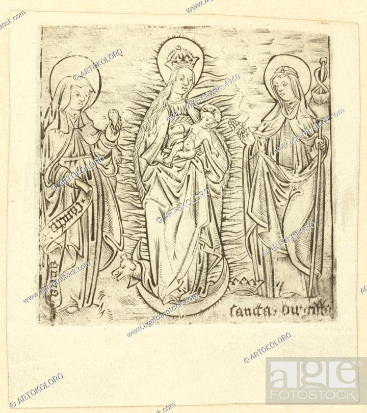 Stock Photo: Madonna with Saint Anna and Brigitta, Anonymous, 1470 - 1490.