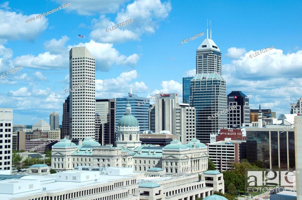 Stock Photo: USA, Indiana, Indianapolis skyline.