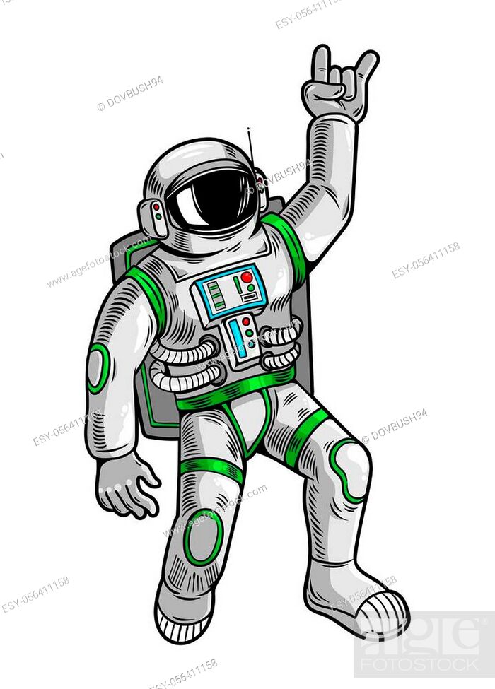 Engraving draw with funny cool dude astronaut spaceman in space suit, Stock  Vector, Vector And Low Budget Royalty Free Image. Pic. ESY-056411158 |  agefotostock