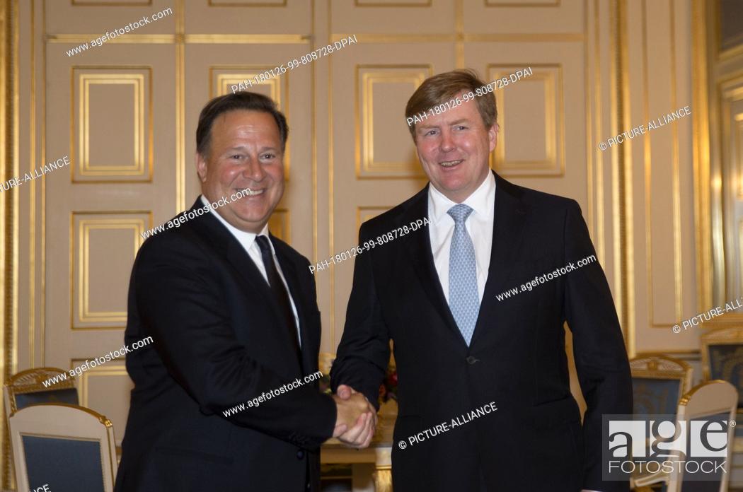 Stock Photo: King Willem-Alexander of The Netherlands at Palace Noordeinde in The Hague, on January 22, 2018, to receive the president of Panama.