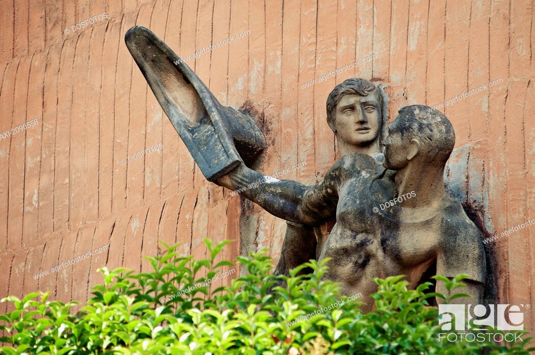 Stock Photo: Sculpture Of Basque Pelota, Gernika-Lumo, Basque Country, Spain.