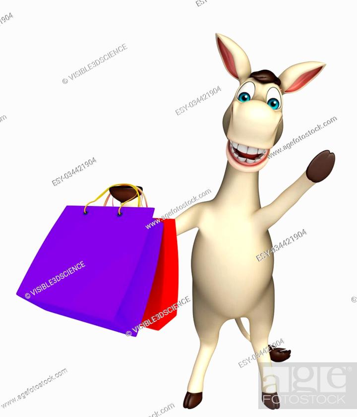 3d rendered illustration of Donkey cartoon character with shopping bag,  Stock Photo, Picture And Low Budget Royalty Free Image. Pic. ESY-034421904  | agefotostock