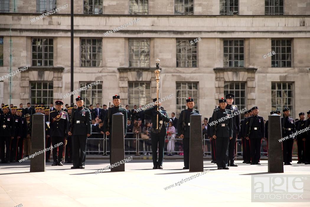 Stock Photo: The Gurkhas march from Wellington Barracks to the Ghurka memorial as part of their 200th anniversary and memorial march in Whitehall.