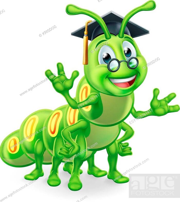 A clever teacher or professor bookworm caterpillar worm cartoon character  education mascot wearing..., Stock Vector, Vector And Low Budget Royalty  Free Image. Pic. ESY-055761917 | agefotostock