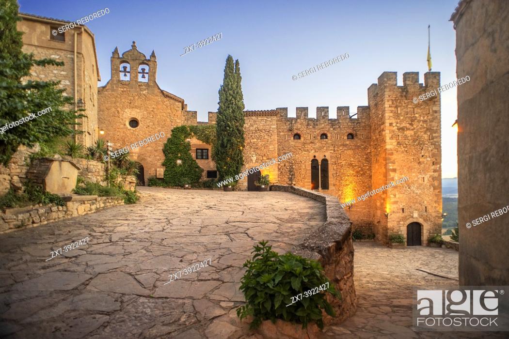 Stock Photo: Village and Castle of Montsonis in Foradada, Lleida province, Catalonia Spain. . . The current complex, close to the ruins of the medieval enclave.