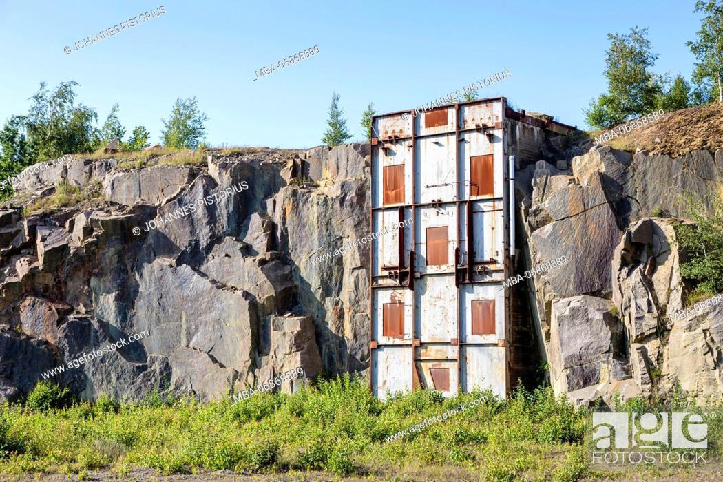 Stock Photo: adit in the old granite quarry of Vang, Europe, Denmark, Bornholm,.