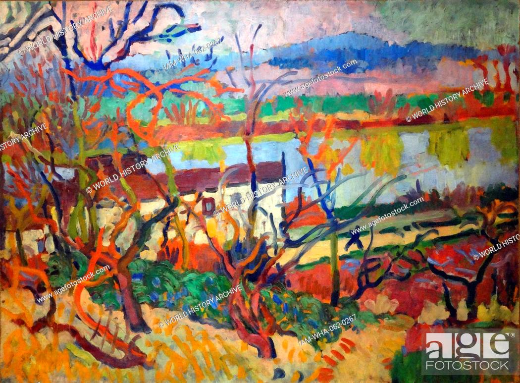 Stock Photo: Painting titled 'La Rivière' by André Derain (1880-1954) French artist, painter, sculptor and co-founder of Fauvism with Henri Matisse. Dated 1905.