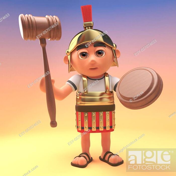 Funny cartoon Roman centurion soldier holding an auction gavel, 3d  illustration render, Stock Photo, Picture And Low Budget Royalty Free  Image. Pic. ESY-057074653 | agefotostock