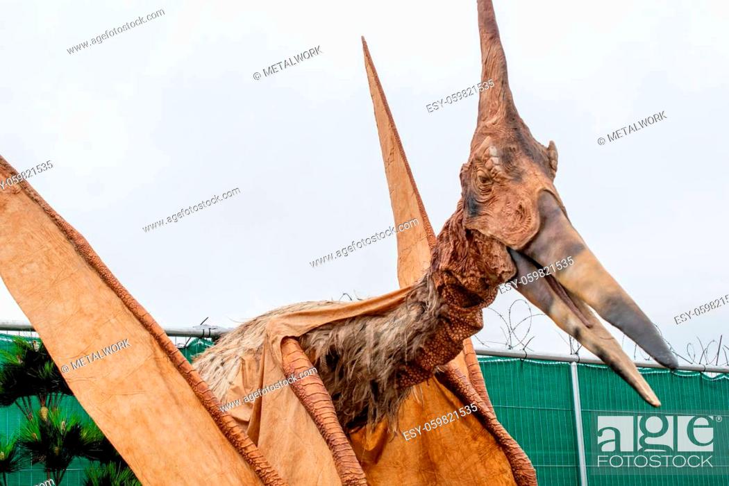 Stock Photo: A picture taken at Megalodon creations exhibition at Heden, Gothenburg, Sweden august 2021 displaying Prehistorical animals. High quality photo.