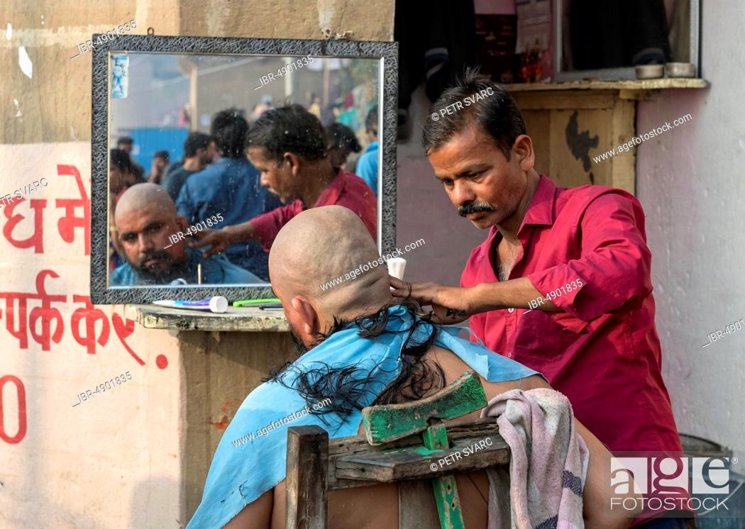 Street barber shop, Varanasi, Uttar Pradesh, India, Stock Photo, Picture  And Rights Managed Image. Pic. IBR-4901835 | agefotostock