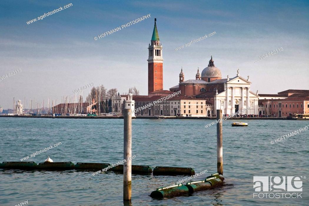 Stock Photo: View of the tower of San Giorgio Maggiore in Venice, Italy, Europe.