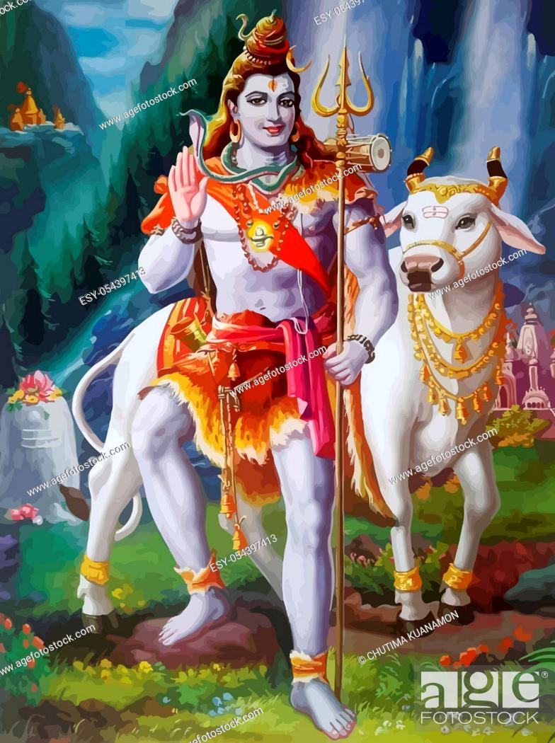 bless hinduism spiritual lord shiva holy power ox white illustration, Stock  Photo, Picture And Low Budget Royalty Free Image. Pic. ESY-054397413 |  agefotostock