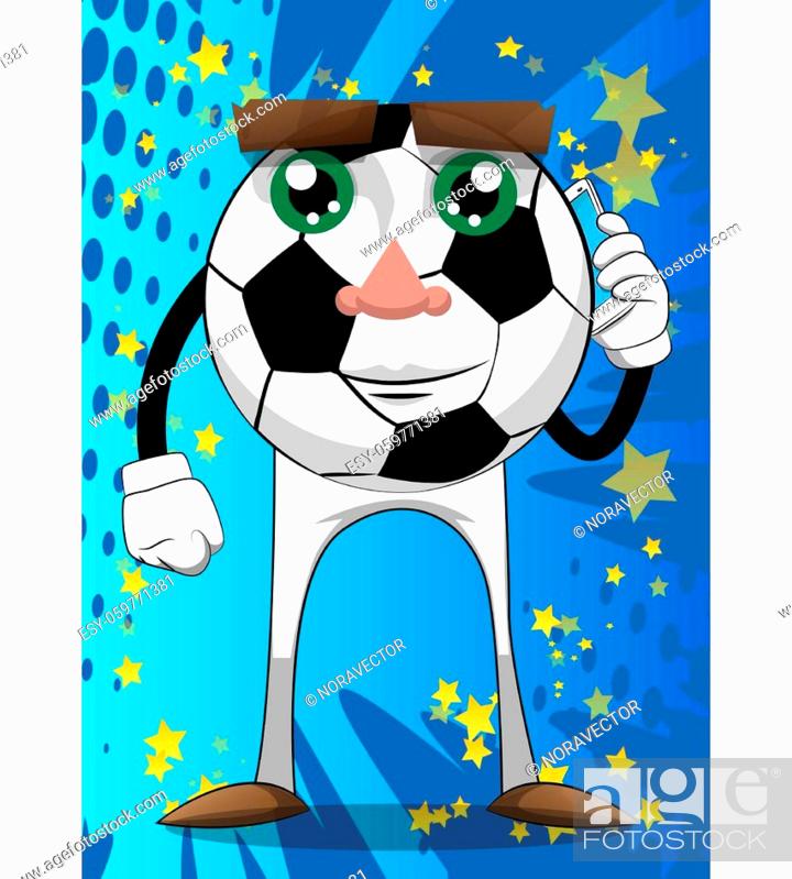 Soccer ball talking on cell phone. Traditional football ball as a cartoon  character with face, Stock Vector, Vector And Low Budget Royalty Free  Image. Pic. ESY-059771381 | agefotostock