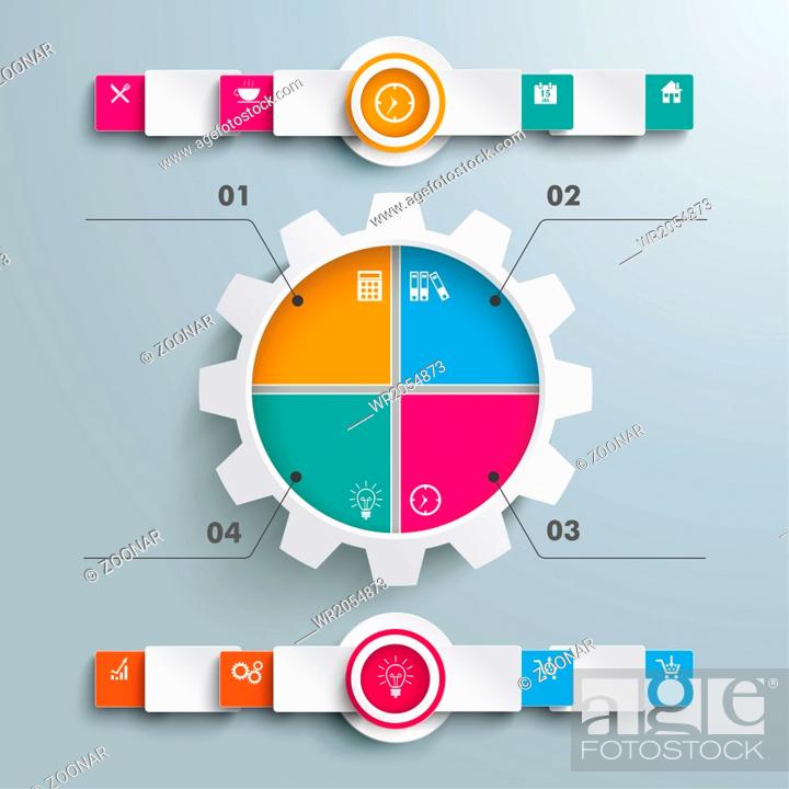 Stock Photo: Gear 4 Options Infographic 2 Circle Banners.