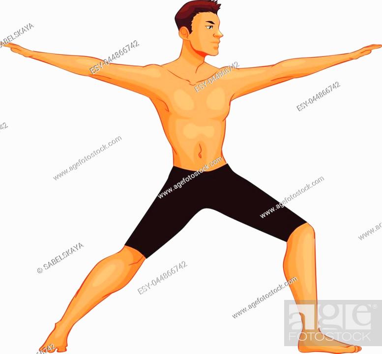 handsome young man in various poses of yoga, cartoon style vector  illustration isolated on white..., Stock Vector, Vector And Low Budget  Royalty Free Image. Pic. ESY-044866742 | agefotostock