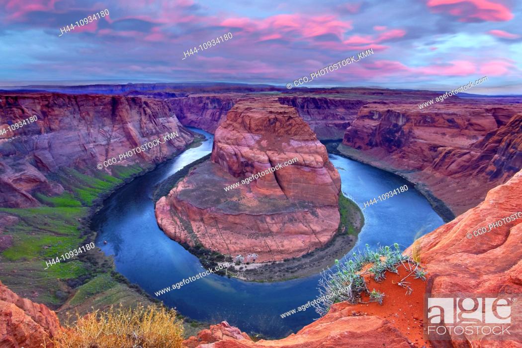 Stock Photo: USA, United States, America, Arizona, American, Southwest, Page, Glen Canyon, National, Recreation Area, Colorado River, Horseshoe Bend, river, water, cliffs.