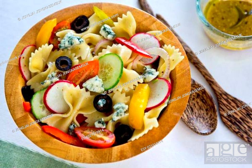 Stock Photo: Farfalle with Blue cheese salad.