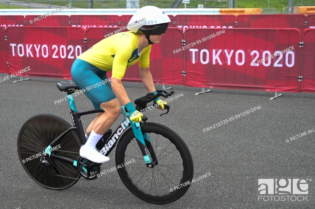 Stock Photo: 28 July 2021, Japan, Oyama: Cycling: Olympics, Oyama (22.10km), women's individual time trial at Fuji International Speedway.