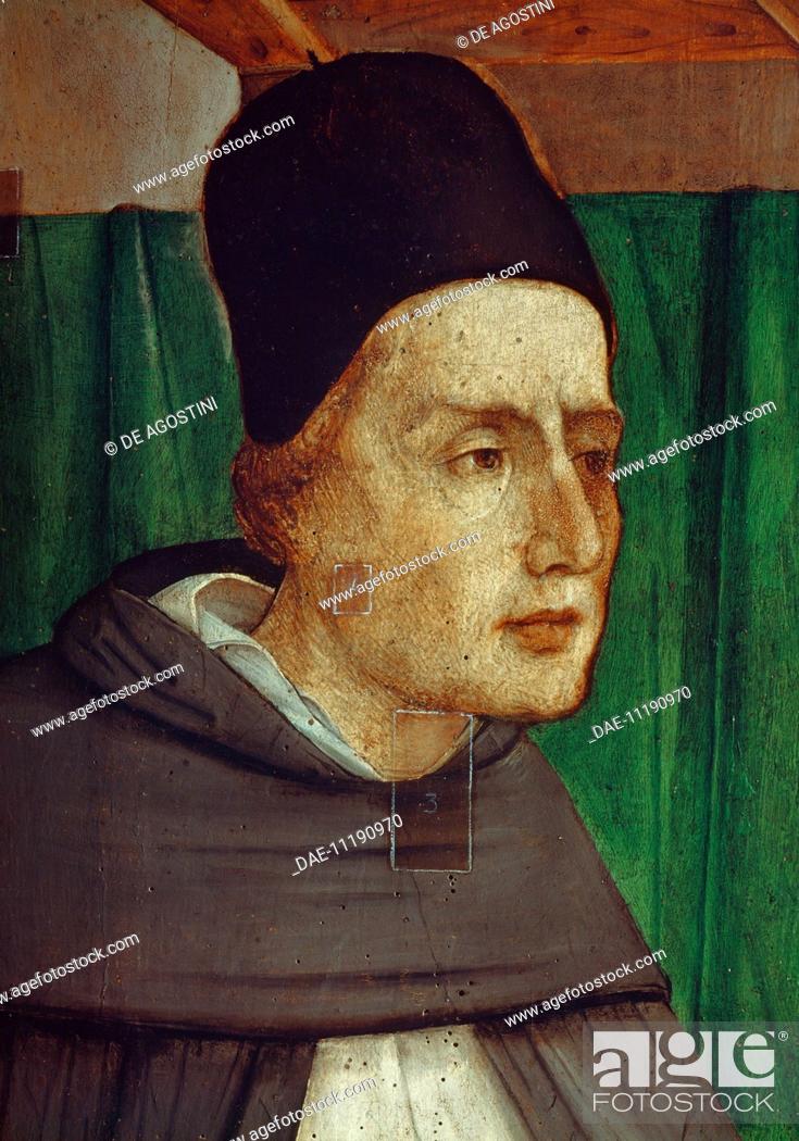 Photo de stock: Portrait of Albert the Great (1200-1280), Saint and theologian, painting by Giusto di Gand (Joost van Wassenhove, documented from 1460 to 1475) and Pedro.