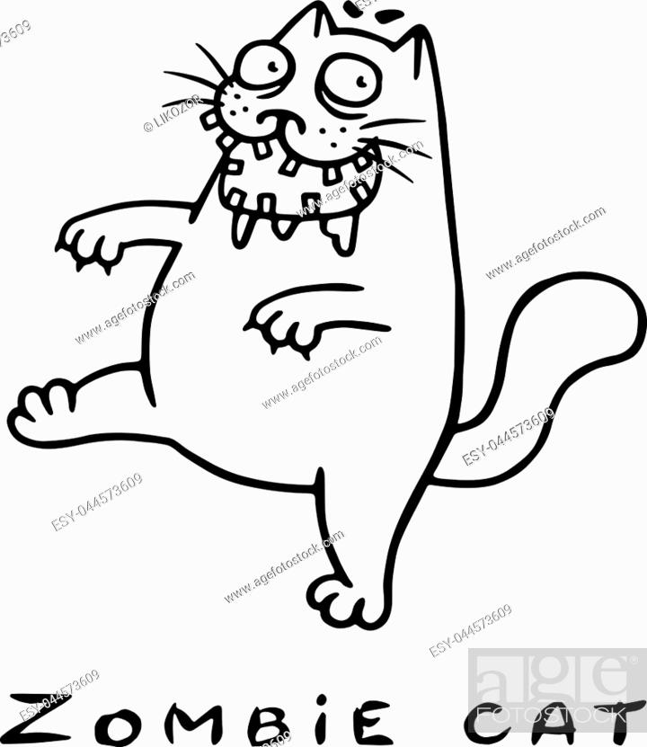 Cartoon zombie cat comes with an open mouth. Genre of horror, Stock Vector,  Vector And Low Budget Royalty Free Image. Pic. ESY-044573609 | agefotostock