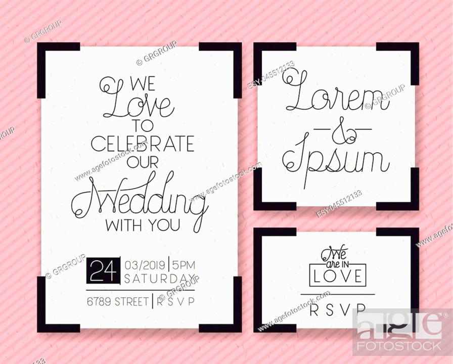 Stock Vector: wedding and married invitation set cards vector illustration design.