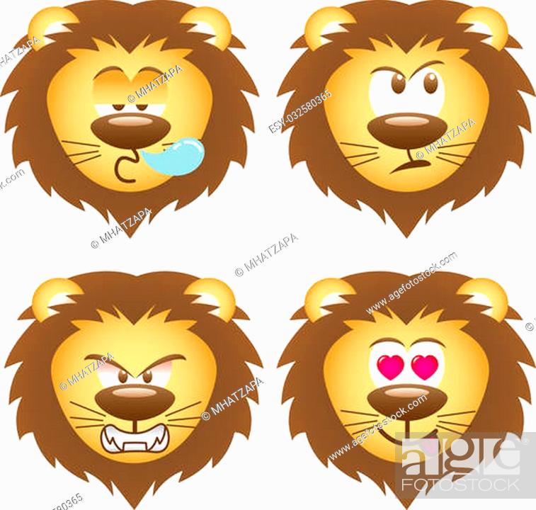 Stock Vector: Set of lion face.
