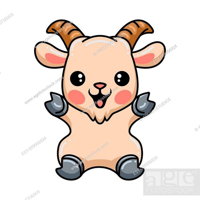 Vector illustration of Cute baby goat cartoon raising hands, Stock Vector,  Vector And Low Budget Royalty Free Image. Pic. ESY-059956924 | agefotostock