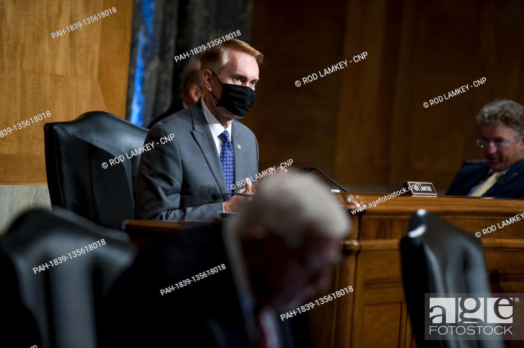 Stock Photo: United States Senator James Lankford (Republican of Oklahoma), prepares for a US Senate Homeland Security and Governmental Affairs business meeting to consider.
