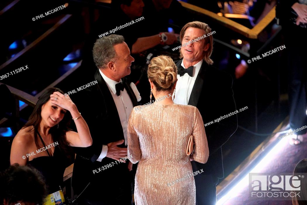 Oscar Nominee, Tom Hanks, Oscar Winner, Brad Pitt, And Brie Larson Talk  During The Live Abc Telecast..., Stock Photo, Photo Et Image Droits Gérés.  Photo Plx-33967-1153Plx | Agefotostock