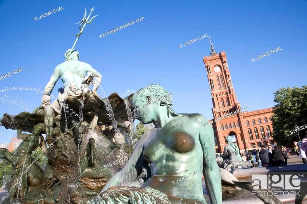Stock Photo: Neptunbrunnen (Neptune's Fountain, 1891). Alexanderplatz, Berlin. Germany.
