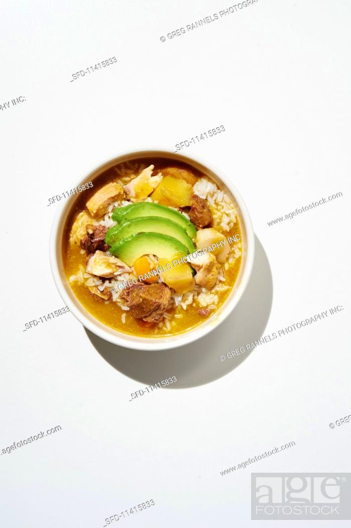 Sancocho soup with chicken, plantains, chicken stock, Foto de Stock, Imagen Derechos Protegidos SFD-11415833 |
