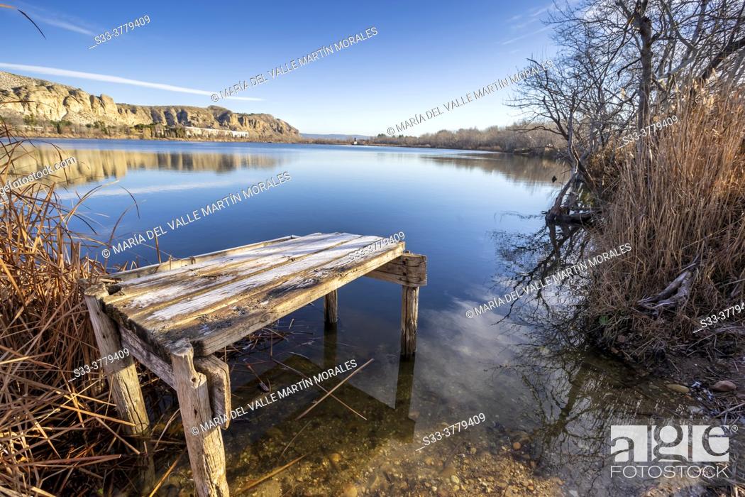 Photo de stock: Fishing post at The Campillo lagoon. Madrid. Spain. Europe.