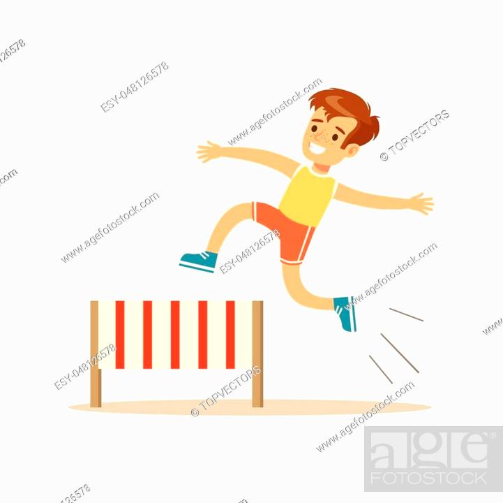 Boy Hurdle Racing, Kid Practicing Different Sports And Physical Activities  In Physical Education..., Stock Vector, Vector And Low Budget Royalty Free  Image. Pic. ESY-048126578 | agefotostock
