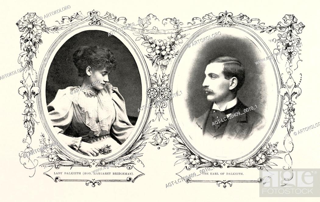 Stock Photo: MARRIAGE OF LORD DALKEITH, HEIR TO THE DUKE OF BUCCLEUCH: LADY DALKEITH (HON. MARGARET BRIDGEMAN) AND THE EARL OF DALKEITH, 1893 engraving.