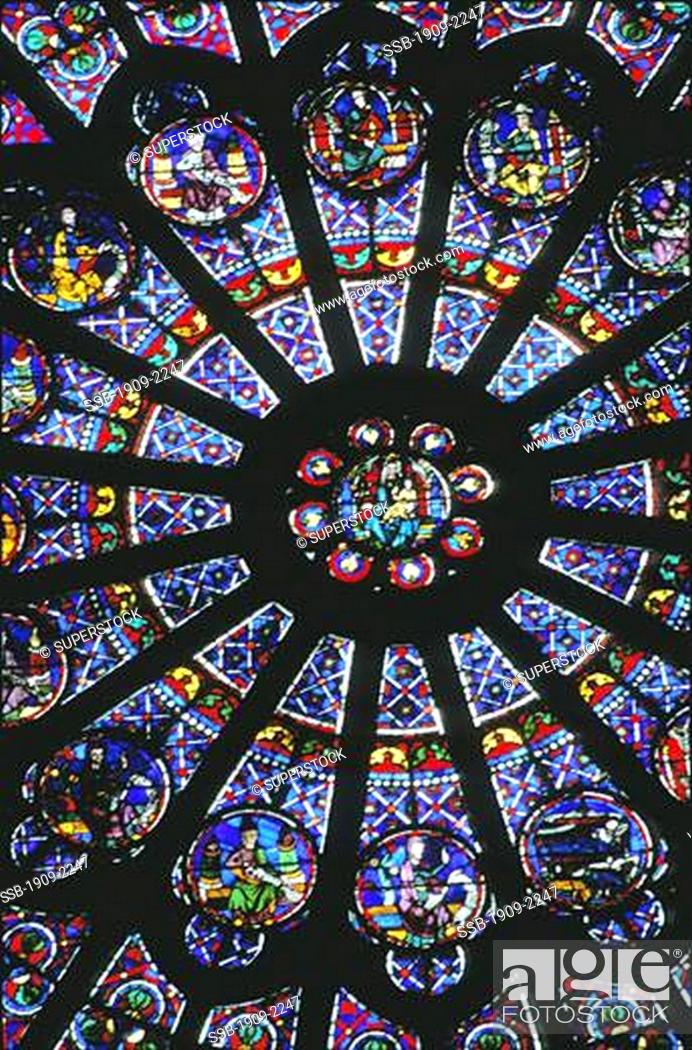 Notre Dame Cathedral showing interior and detail of the stained glass rose  window in the north..., Stock Photo, Picture And Rights Managed Image. Pic.  SSB-1909-2247 | agefotostock