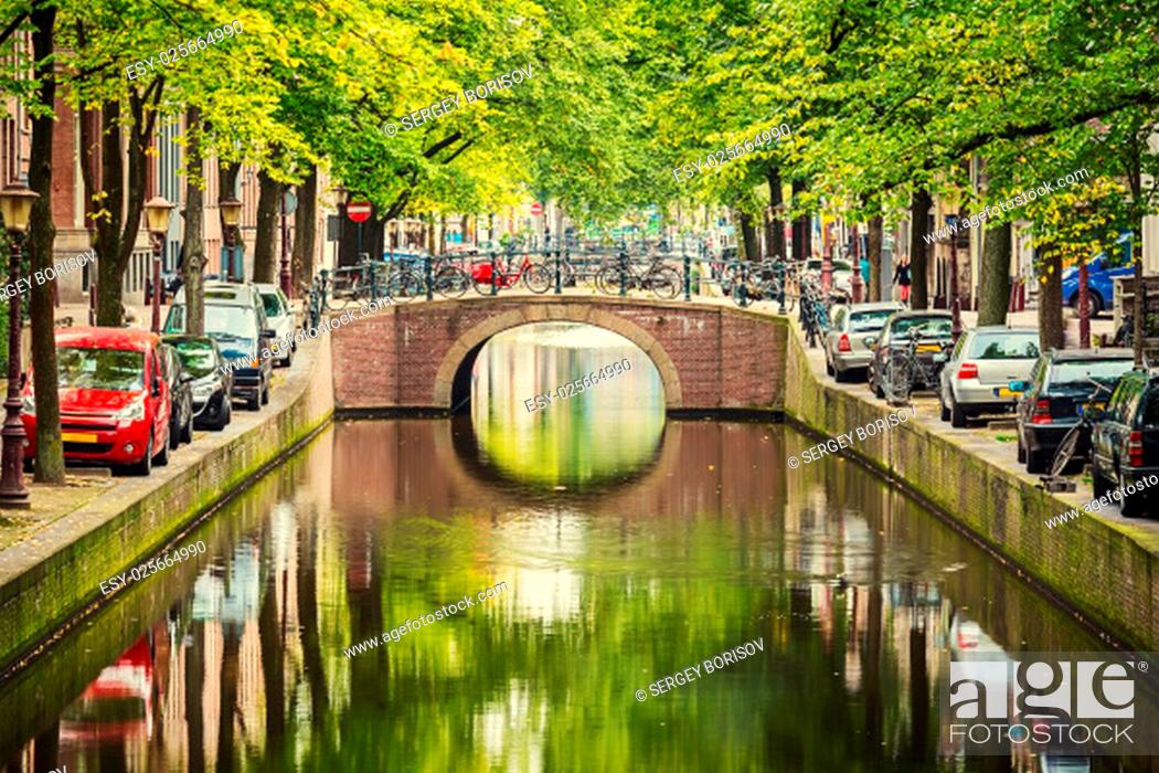 Stock Photo: Bridge over canal in Amsterdam.
