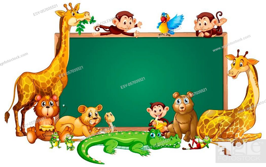 Border template design with cute animals illustration, Stock Vector, Vector  And Low Budget Royalty Free Image. Pic. ESY-057035521 | agefotostock
