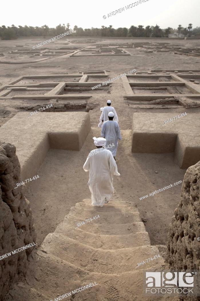 Stock Photo: The grounds surrounding the 3, 500 year-old mud-brick Western Deffufa, the seat of the first independent kingdom of Kush, Kerma, Sudan, Africa.