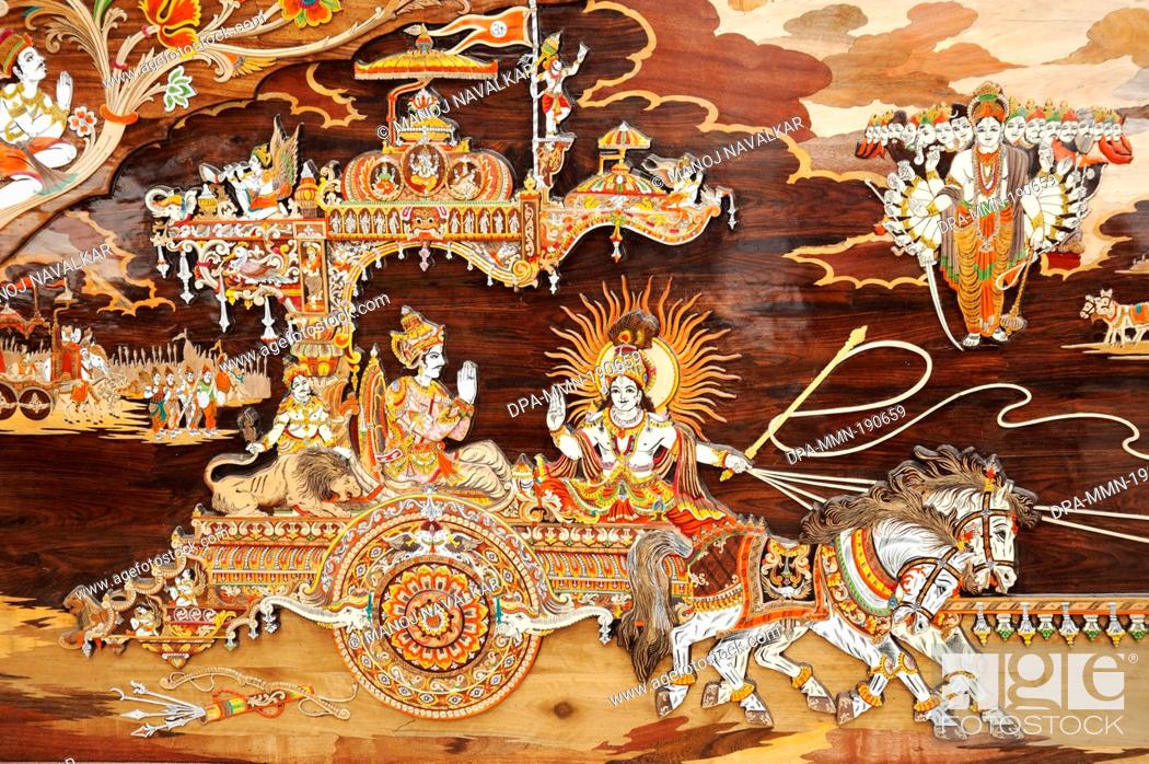 Wooden painting of Arjun and Lord Krishna Surajkund mela Haryana India  Asia, Stock Photo, Picture And Rights Managed Image. Pic. DPA-MMN-190659 |  agefotostock