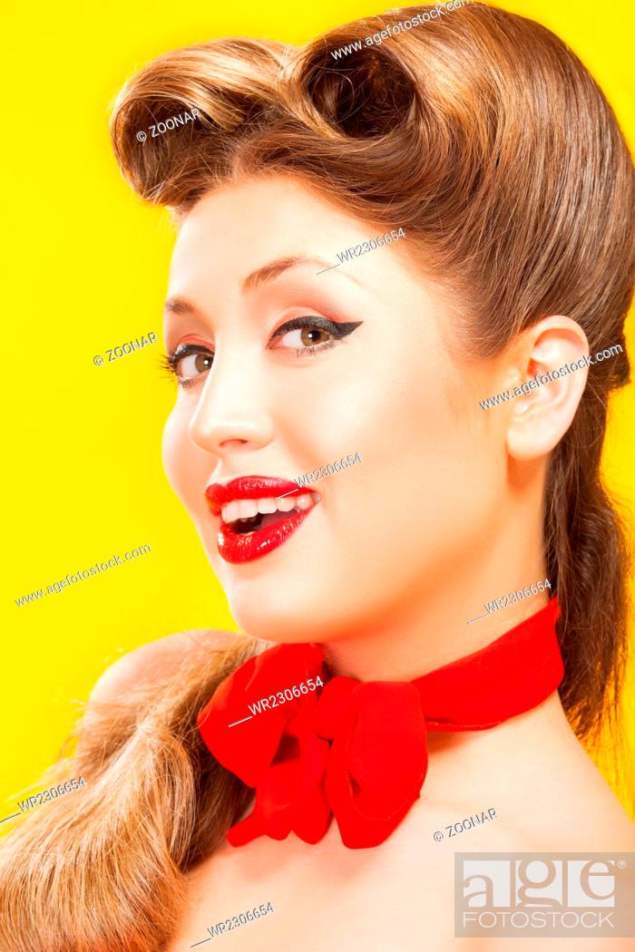 Stock Photo: Pin-up girl in american style.