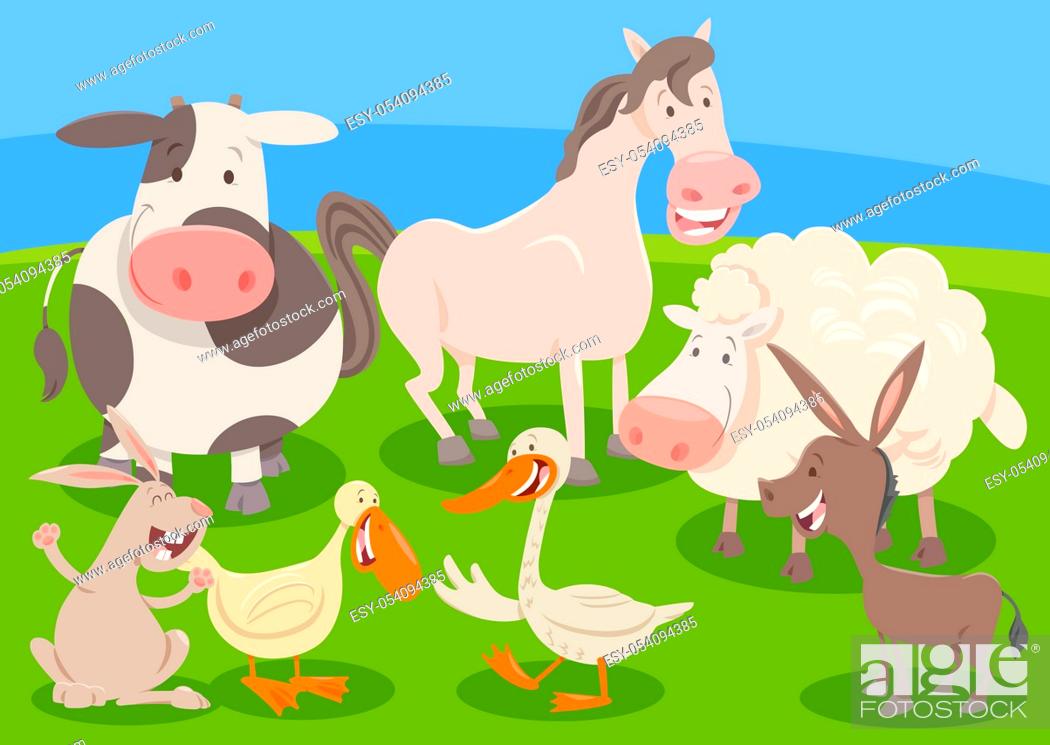Cartoon Illustration of Funny Farm Animals Characters Group, Stock Photo,  Picture And Low Budget Royalty Free Image. Pic. ESY-054094385 | agefotostock