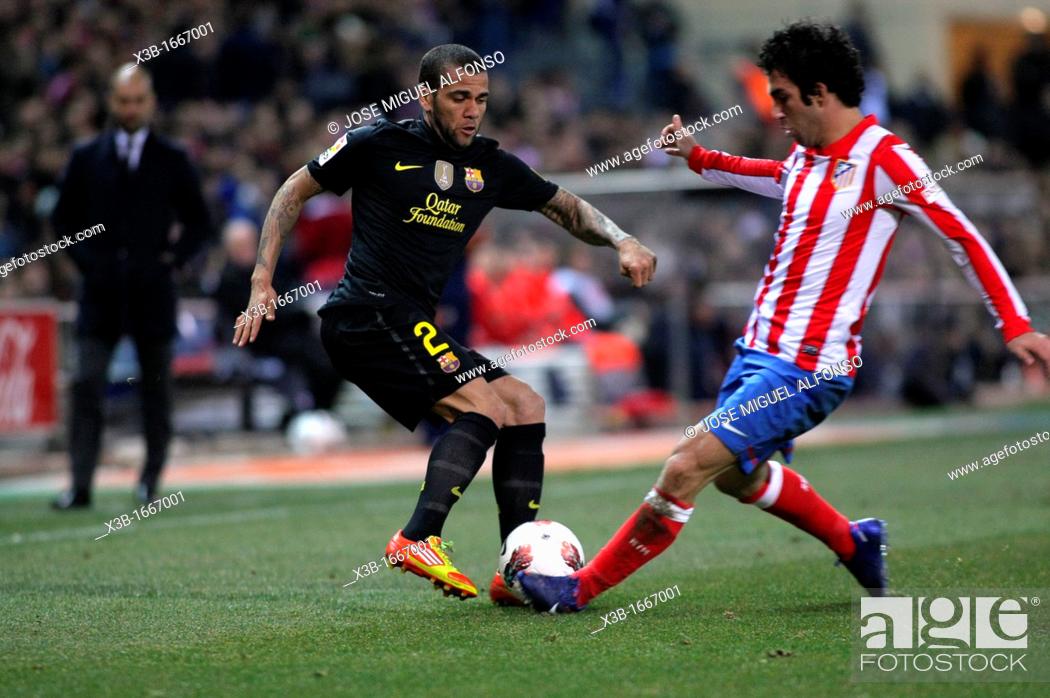 Stock Photo: Dani Alves, FC Barcelona footballer in a match against Atletico Madrid at the Vicente Calderon  Madrid 26/02/2012.